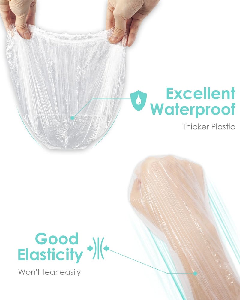 Auban 50 PCS Shower Cap Disposable,Bath Caps Larger Thick Clear Waterproof Plastic Elastic Hair Bath Caps For Women Hotel Travel Essentials Accessories Deep Conditioning Hair Care(19.3") - Image 3